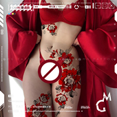 牡丹花朵唯美浪漫大图美体贴纸御姐 莫问流年 tattoo 只闻花香