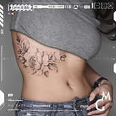 MG纹身贴 INS韩系唯美胸下花朵植物线条性感部位纹身贴纸女