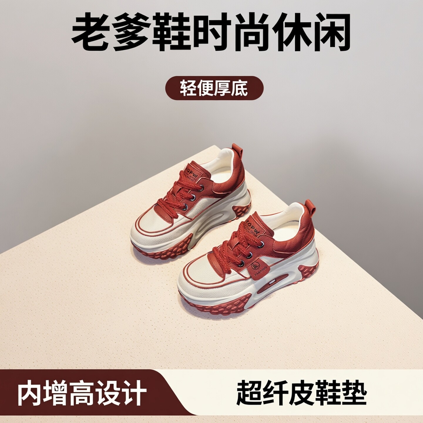 老爹鞋网红爆款女2026春秋新款轻便厚底内增高时尚休闲运动鞋板鞋