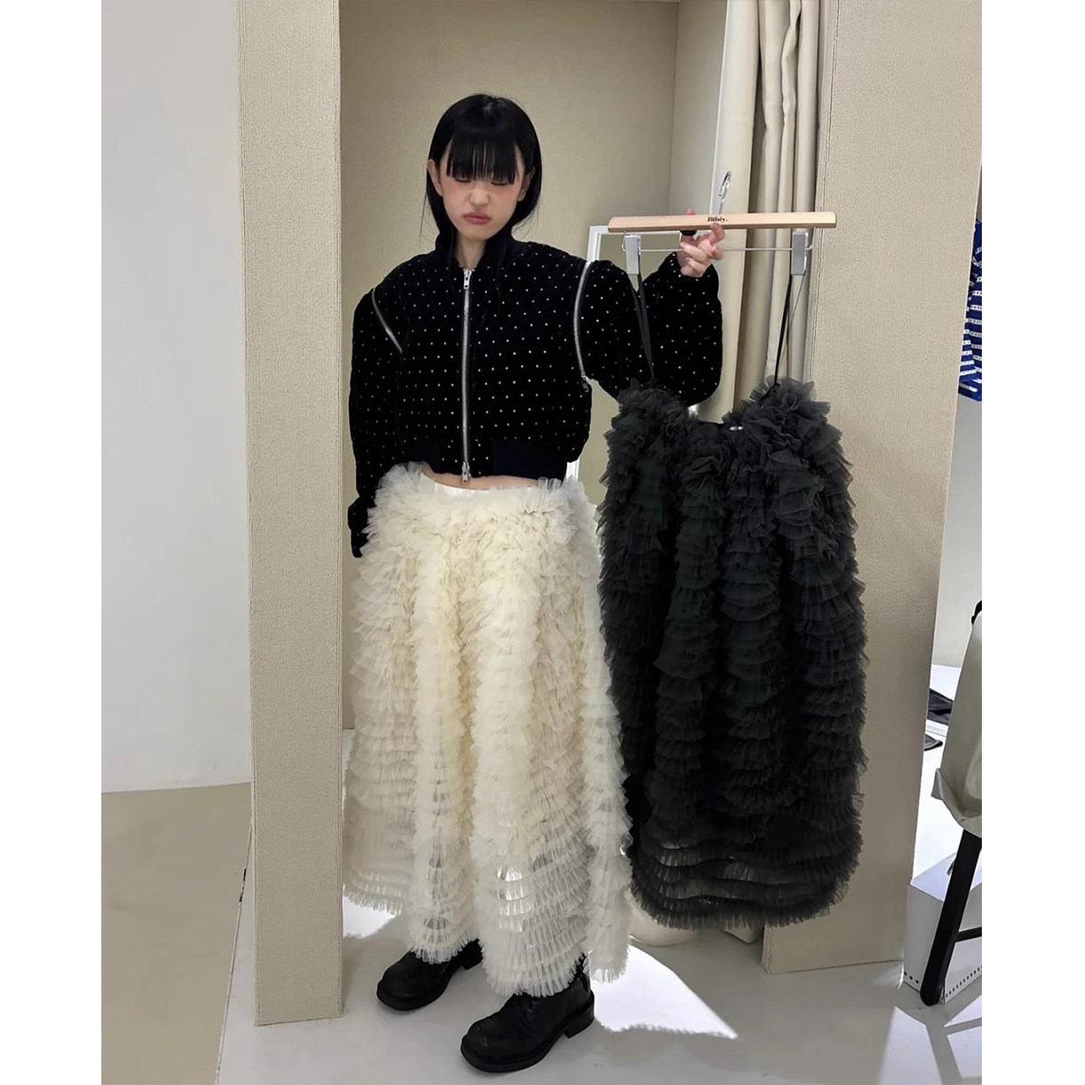 梦幻网纱公主花苞蛋糕纱裙2025秋冬韩国秋季松紧高腰蓬蓬半身裙女