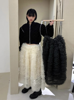 梦幻网纱公主花苞蛋糕纱裙2025秋冬韩国秋季松紧高腰蓬蓬半身裙女