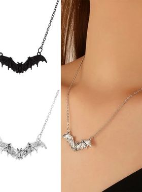Gothic Retro Punk Bat Shaped Pendant Necklace Halloween Witc