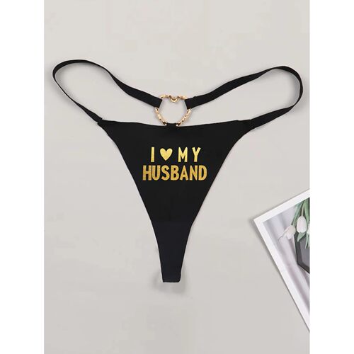 Cheeky Letter Printed G-String Underwear I Love My Husband P