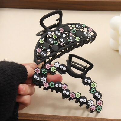 Small Fun Cinderblock Hair Claw Cute Black Cartoon Hair Clip