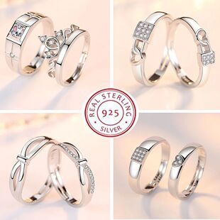 925 Sterling Silver Moissanite Diamond Couple Rings for Love