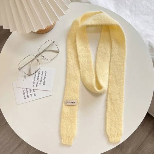 Knitted Scarves Style Thin Scarf Fashionable Plush Long Soli