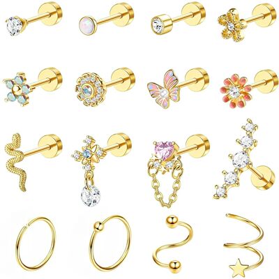 Bobisty 1PC Cartilage Earring Stud for Women Surgical Steel