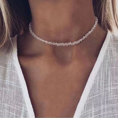 Mulit-cut Glass Crystal Irregular Beaded Choker Necklace for