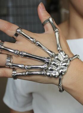 Steam Punk Metal Skull Skeleton Bracelet For Men Gothic Hand