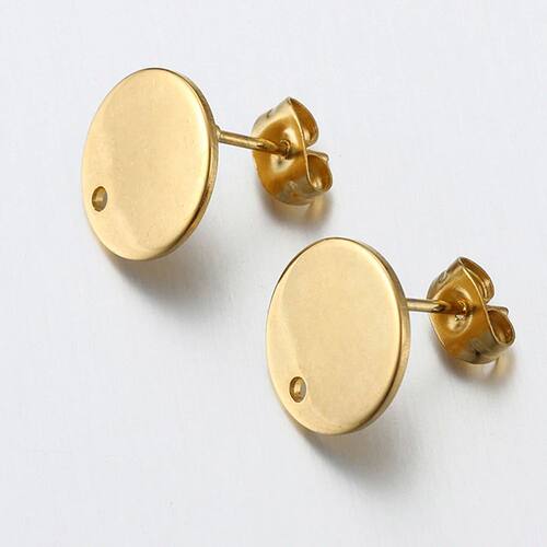 10pcs Stainless Steel Round Ear Studs Blank for DIY Earrings
