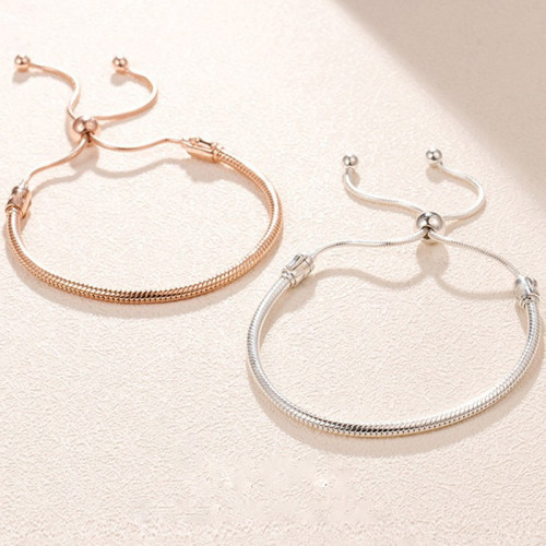 New Silver Color Classic Snake Chain Bracelets Fits Beads Li