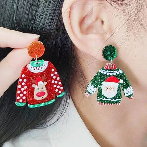 2025 New Christmas Earrings for Women Glitter Alloy Acrylic