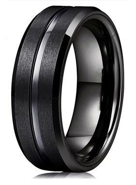 Fashion 8mm Men's Black Tungsten Wedding Band Rings Black Gr
