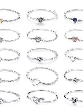 Original 925 Sterling Silver Bracelets Bangles Love Heart Cl