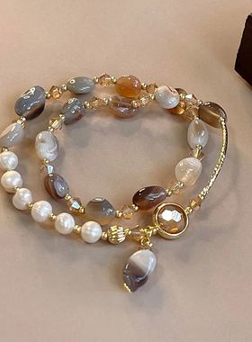 Fashion Double-Layer Crystal Pearl Beaded Bracelet For Women