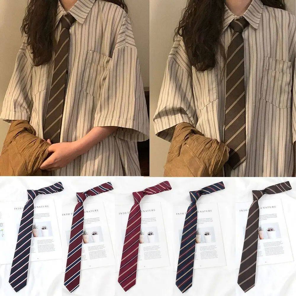 Polyester JK Necktie Simple Plaid Neckwear Striped Neck Tie