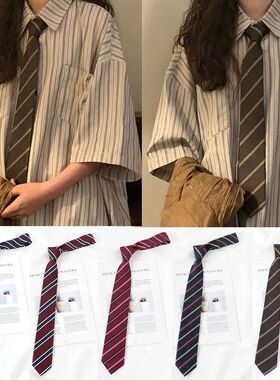 Polyester JK Necktie Simple Plaid Neckwear Striped Neck Tie