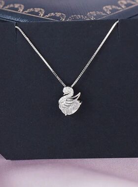 Fashion Rhinestone Swan Bird Pendant Necklace For Women Eleg