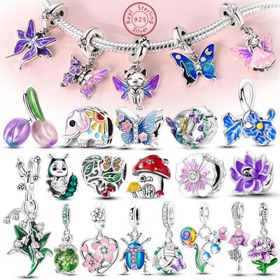 Spring Charms Beads Pendant 925 Sterling Silver Flower Butte