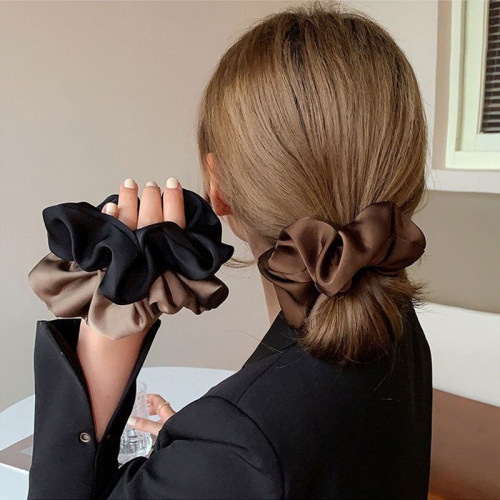 Newest Woman Big Elegant Silk Elastics Hair Band Solid Color