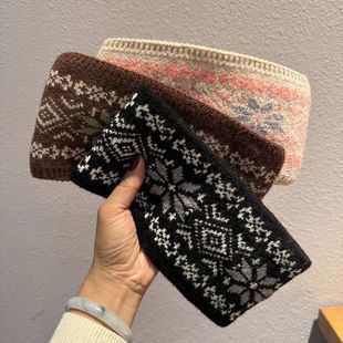 French Jacquard Knitted Hair Band Thicken Warm Hair Bands Au