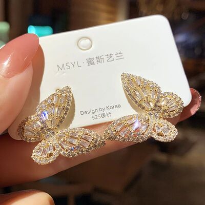 New Butterfly Zircon Earrings Women's Jewelry Literary Style