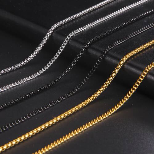 Skyrim60cm Long Box Chain Necklace Men Stainless Steel Black