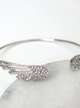 Angel Wings Bracelet Women Silver Cuff Feather Jewelry Gift