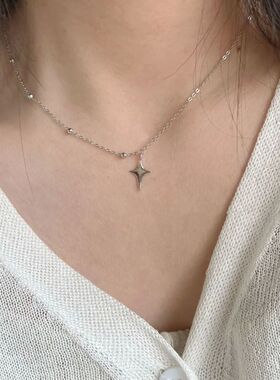 Classic Simple Four-pointed Star Pendant Necklace for Women