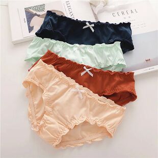 Solid Color Cotton Panties Grils Sweet Ruffles Underpants Se