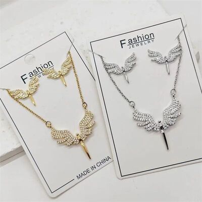 Fashionable and Cute Micro-embellished Angel Wings Stainless
