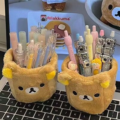 Plushes Pencil Holder Cosmetics Pen Container Kawaii Desk Ac