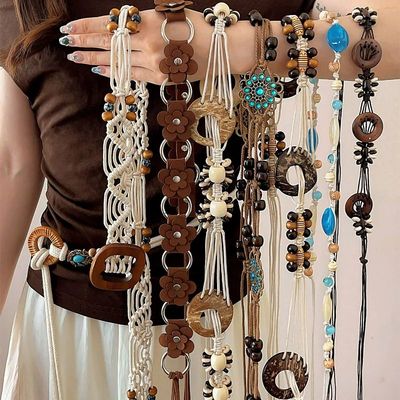 Bohemian Style Flower Beads Waist Belt For Women High-End Ve