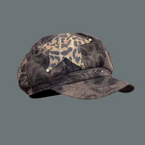 Y2K Personalized Star Sticker Rivet Design Berets Caps for W