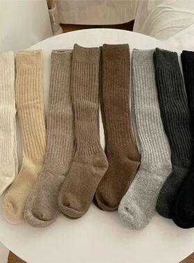 Women Long Socks Cashmere Women Boot Solid Wool Thigh Stocki