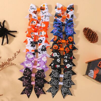 10/20pcs Halloween Bows with Hair Clip for Baby Girls Handma