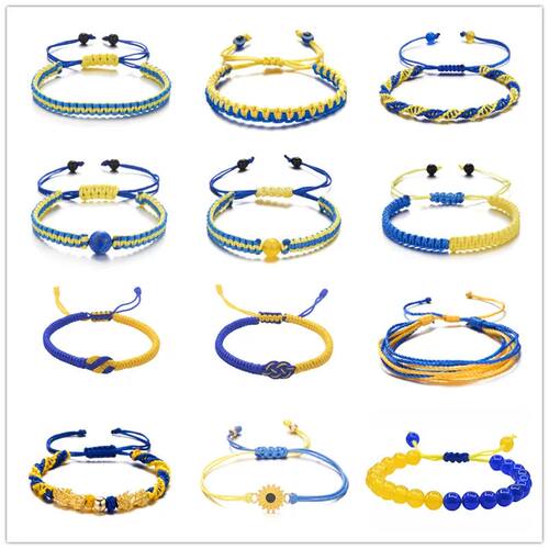 Charm Yellow Blue Ukraine Bracelets For Women Men Handmade U