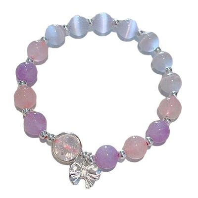 Moonlight Crystal Bowknot Beaded Bracelet Light Elastic Brac