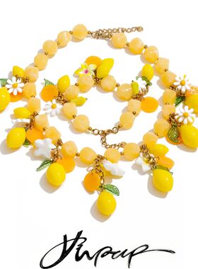Yhpup Spring Summer Style Lemon Charm Statement Necklace Bra