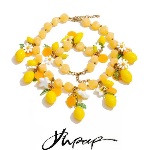 Yhpup Spring Summer Style Lemon Charm Statement Necklace Bra