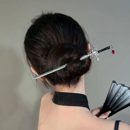 New Antique Metal Sword Hairpin Women'sChinese Simple and Cr