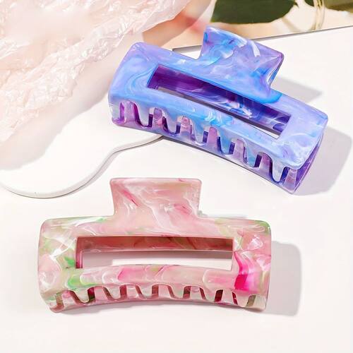 2Pcs Large Pink and Purple Marble Design Jaw Clips,Hair Claw