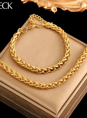 316L Stainless Steel Cha Neckalces Bracelet Jewelry Set For