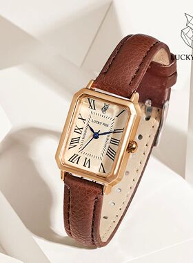 Fashion Retro Digital Dial Casual Watches Square Leather Str