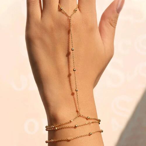 Dainty Hand Chain Bracelet Ring Stainless Handmade Link Cha