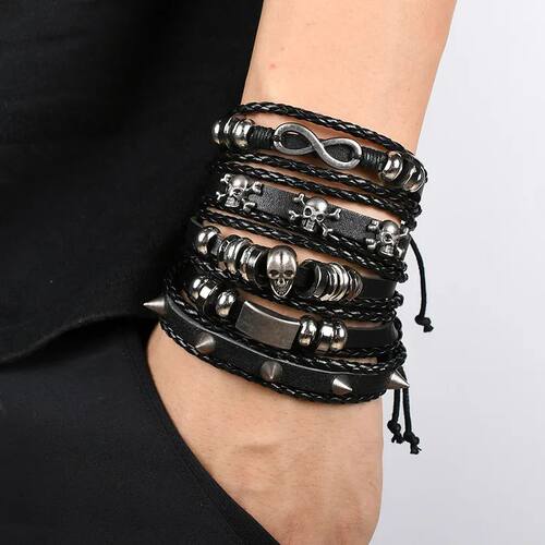 1Bracelet Viking  Bracelet For Men Hand Bracelets Woven Skul