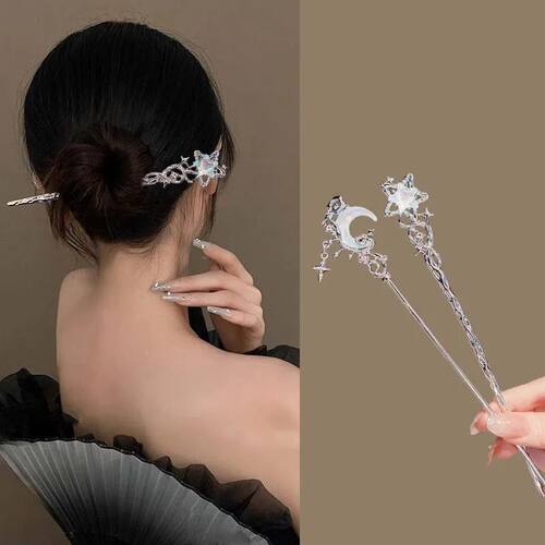 Vintage Moonstone Star Moon Hair Sticks for Women Chinese St