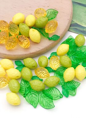 10/20/60pcs Side-Hole Semi-3D Resin Fruit Lemon Versatile St