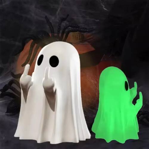 1 PCSCute Ghost Resin Statue With Middle Finger Spooky Hallo