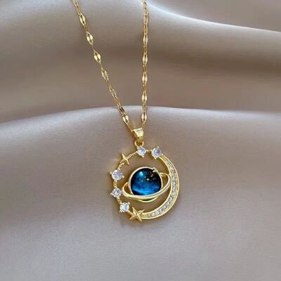 Stainless Steel Clavicle Chain Exquisite Starry Sky Planet L